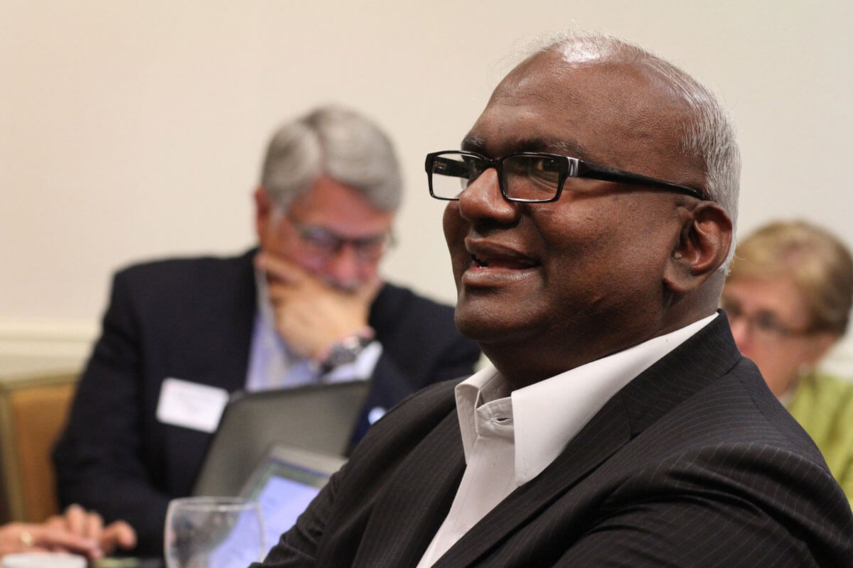 Moses Kumar listens during the quadrennial budget discussion of the Connectional Table Finance Committee and the General Council on Finance and Administration held in Nashville, Tenn. Photo by Kathleen Barry, United Methodist Communications. Moses Kumar listens during the quadrennial budget discussion of the Connectional Table Finance Committee and the General Council on Finance and Administration held in Nashville, Tenn. Photo by Kathleen Barry, United Methodist Communications.