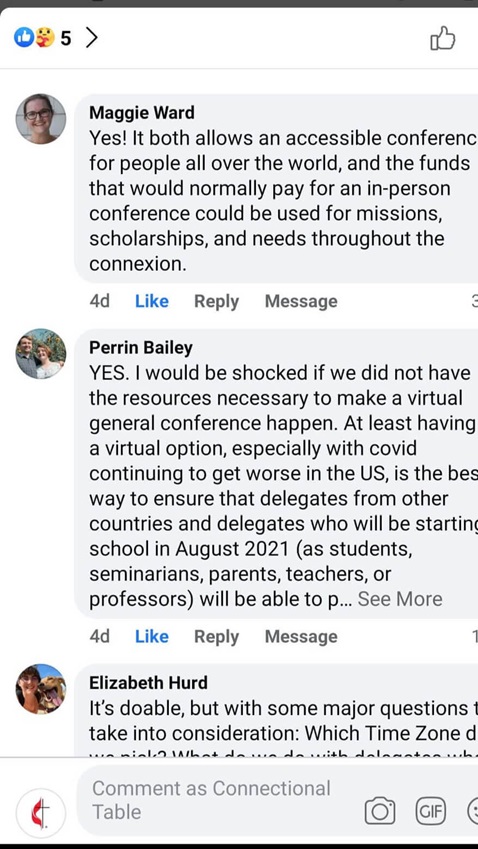 Social Media responses about the possibility of a virtual General Conference. Social Media responses about the possibility of a virtual General Conference.