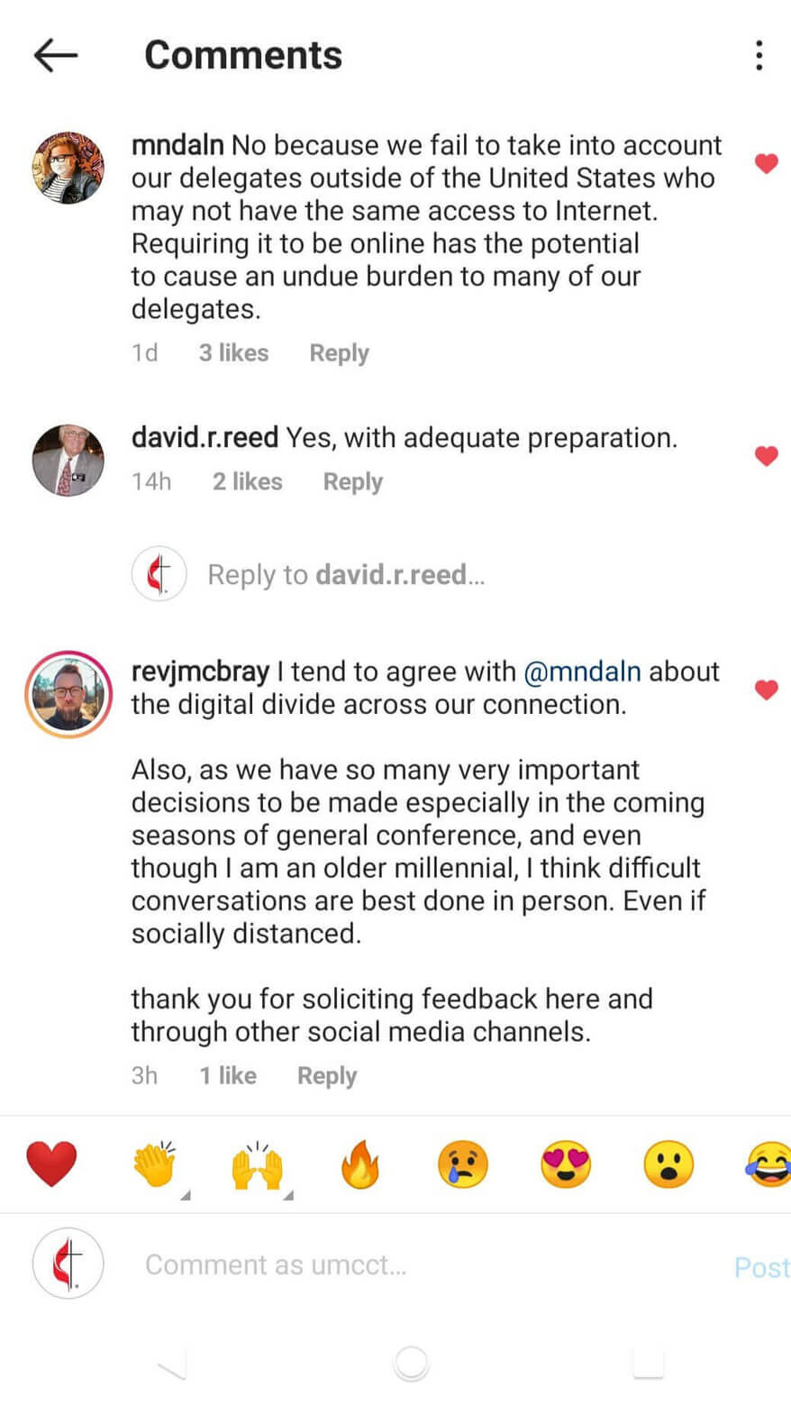 Social Media responses about the possibility of a virtual General Conference.