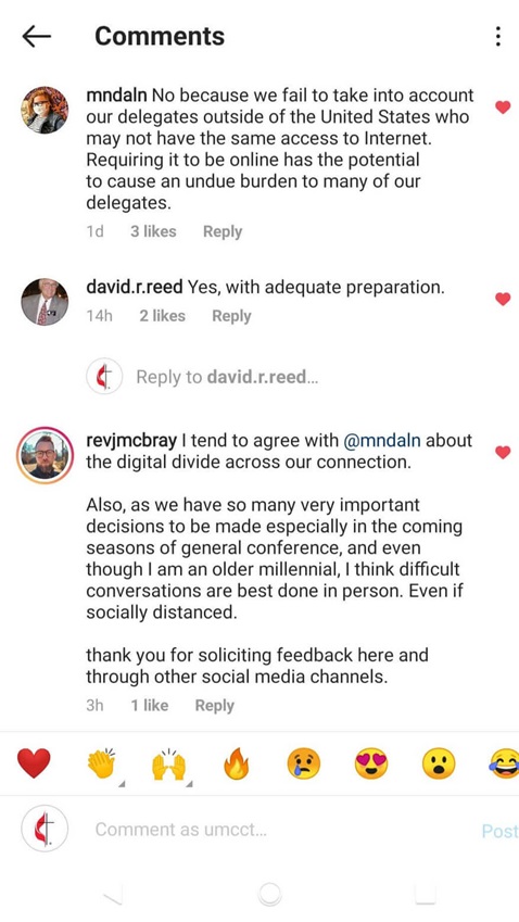 Social Media responses about the possibility of a virtual General Conference. Social Media responses about the possibility of a virtual General Conference.