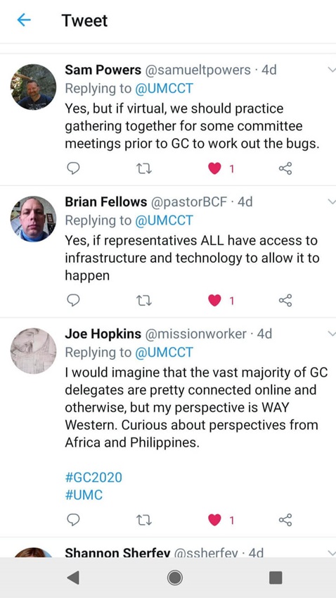 Social Media responses about the possibility of a virtual General Conference. Social Media responses about the possibility of a virtual General Conference.