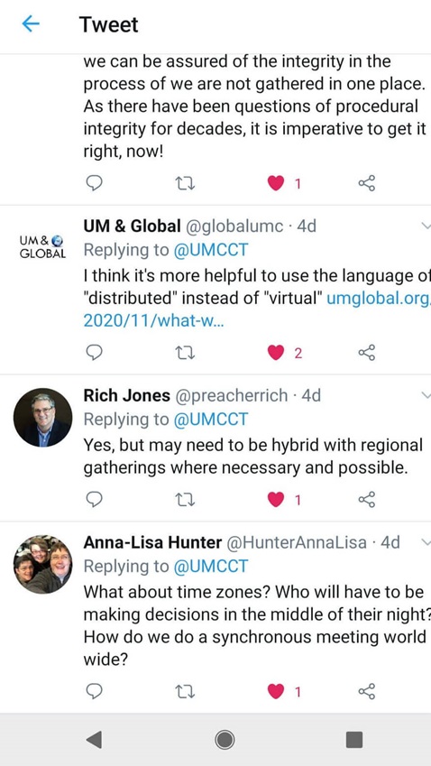 Social Media responses about the possibility of a virtual General Conference. Social Media responses about the possibility of a virtual General Conference.