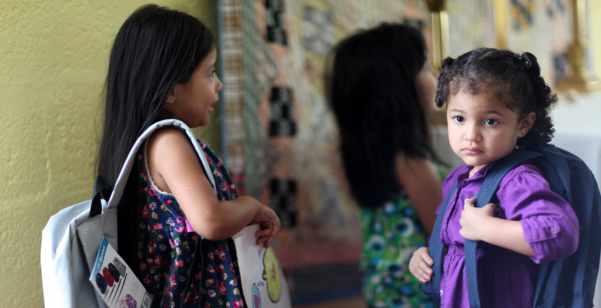 Children at West Nashville United Methodist Church receive new backpacks for school during a “blessing of the backpacks.” 2011 file photo by Kathleen Barry, United Methodist Communications.
