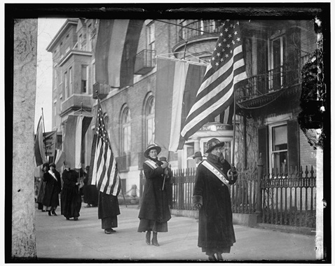 suffragettes-flags-library-congress-1024-818 Suffragettes march with flags in Washington, D.C., in an archival image dated 1910 to 1920. Six Methodist women advocated for women’s voting rights as part of their Christian calling. Photo courtesy of the Library of Congress, Prints and Photographs Division.