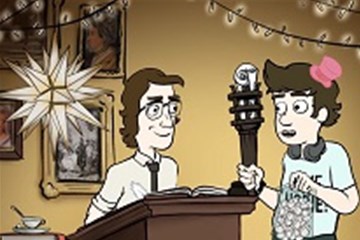 John and Charles Wesley prepare to burn notes on Watch Night, illustration from the Wesleys Take the Web series by Jonathan Richter and Charlie Baber.