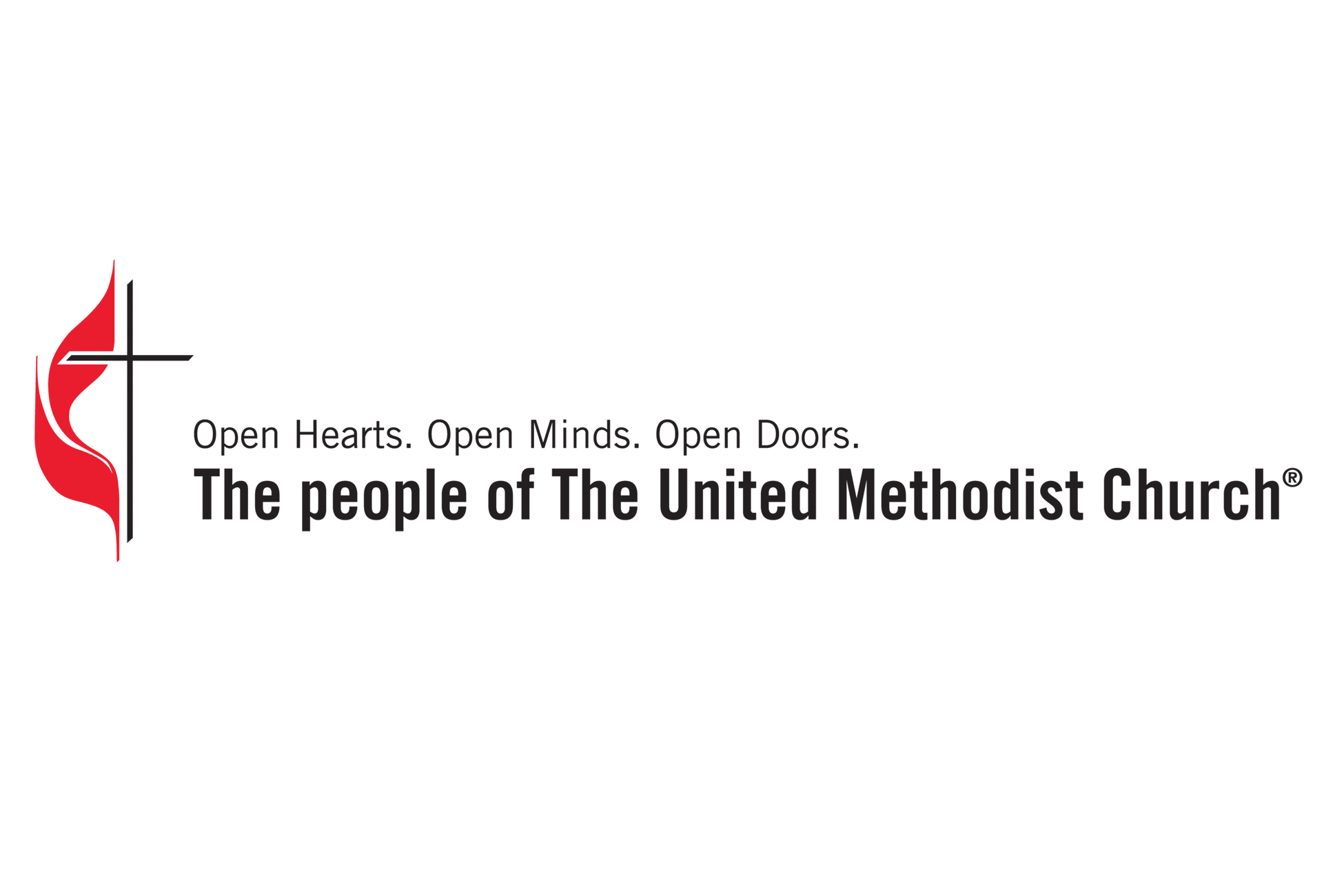 United Methodist Church brand promise logo, 3x2 ratio.