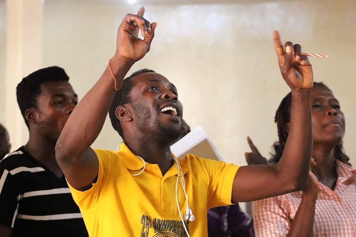 Young people sing during the Next Generation Forum in Monrovia, Liberia. The April 22 event focused on the future of young people in the church. Photo by E Julu Swen, UM News.