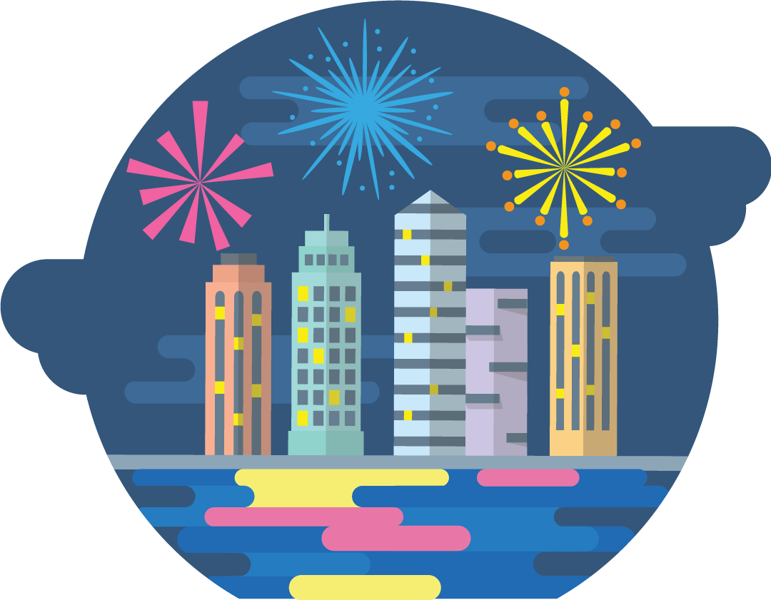 Monthly illustration of January fireworks by GraphicMama and licensed under CC Attribution 3.0. 