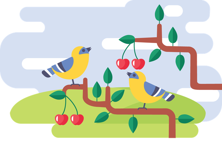 Monthly illustration of May birds by GraphicMama and licensed under CC Attribution 3.0.