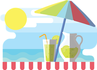Monthly illustration of June at the shore by GraphicMama and licensed under CC Attribution 3.0.