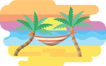 Monthly illustration of July hammock and Palm trees by GraphicMama and licensed under CC Attribution 3.0.