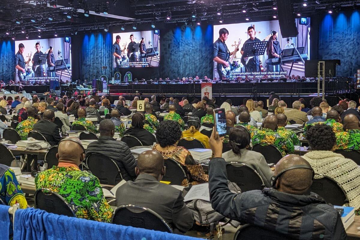 Delegates listen in on a presentation during the 2020/2024 General Conference held April 23-May 3, 2024, at the Charlotte Convention Center in Charlotte, North Carolina. (Photo by Brenda Smotherman, United Methodist Communications)