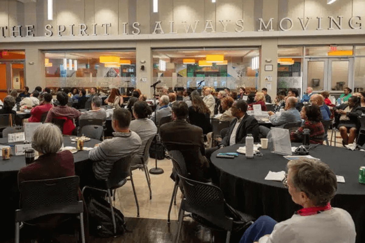 The more than 50 Global Ministries, UMCOR, and Higher Education and Ministry board members discussed ways to expand support in education, migration, health, humanitarian aid and peace.  (Photo courtesy of Higher Education and Ministry)