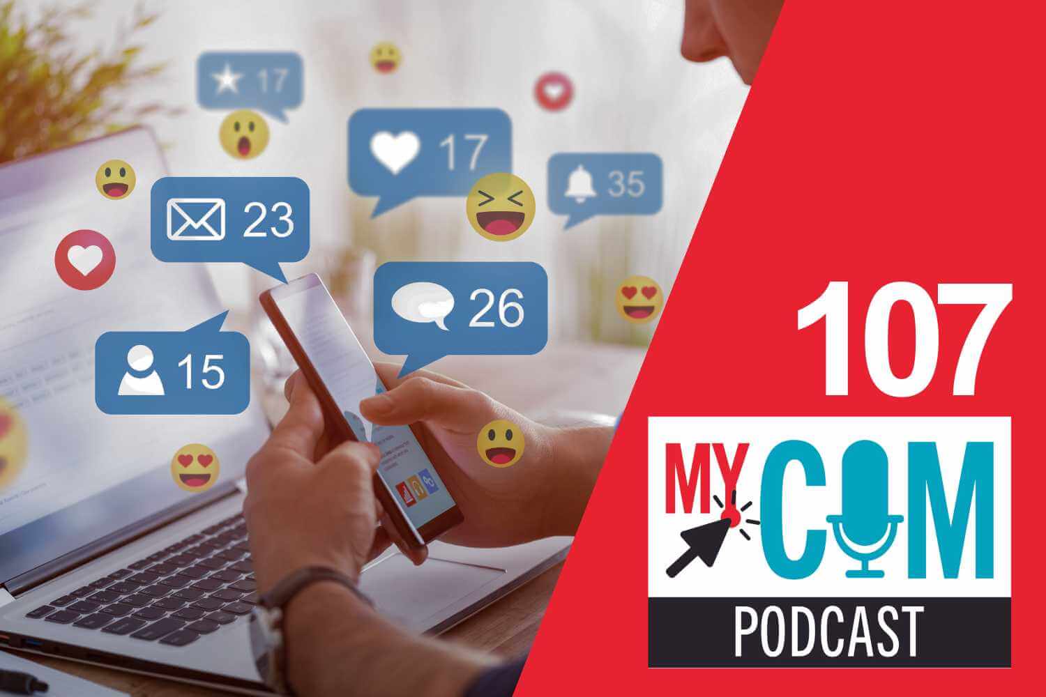 Cover for MyCom Podcast episode 107: Church social media