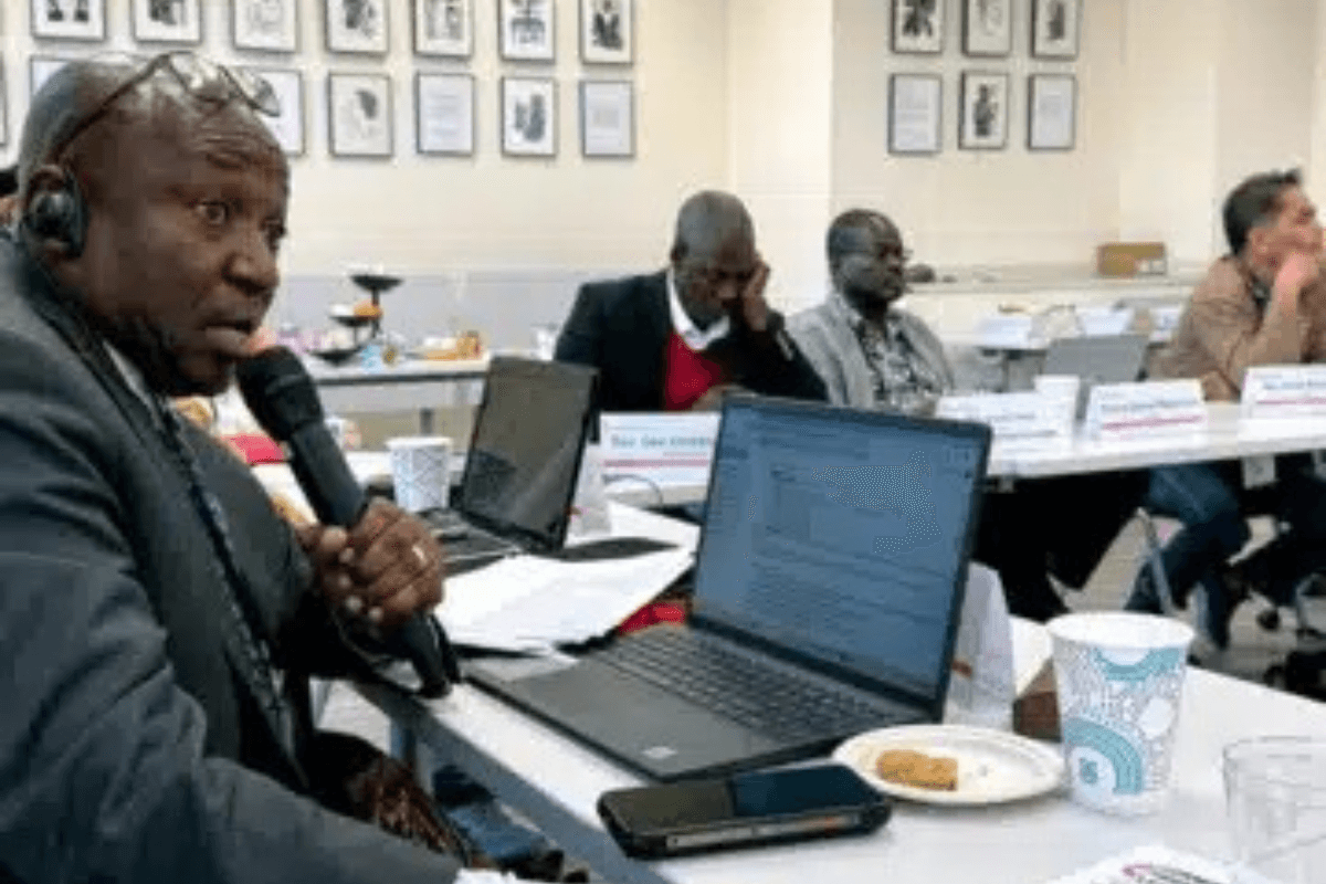 The Rev. Joseph Mulongo, Democratic Republic of Congo, shares theological education needs in the North Katanga Episcopal Area during the Central Conference Theological Education Fund Commission meeting on May 2-5. Photo courtesy of the General Board of Higher Education and Ministry.