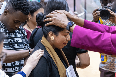 Anssery Ivia Mamani Cala, from Bolivia and serving in Ecuador, is commissioned as a Global Mission Fellow. Photo courtesy of Methodist Church Ghana Media Team.