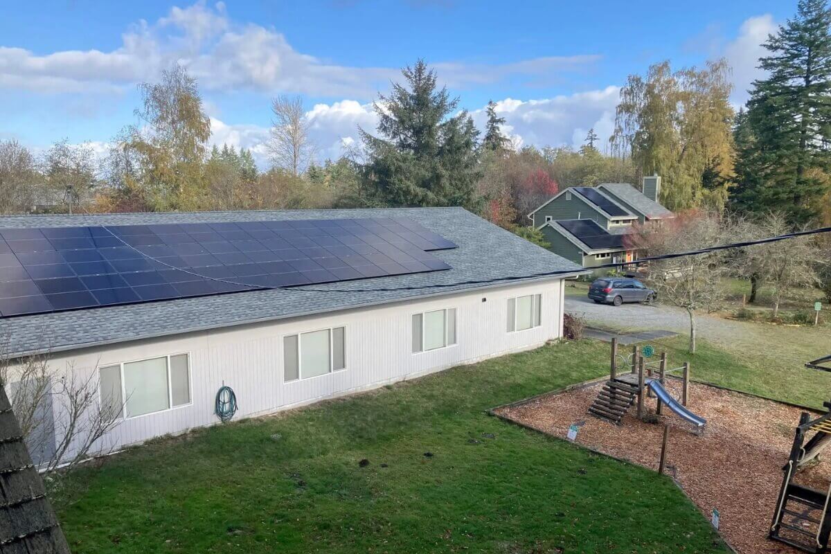 Vashon UMC, Vashon Island, Washington, installed solar panels on its educational building. It has now become an emergency shelter for the island, capable of sustaining its own power for three days. Photo courtesy of Vashon UMC.